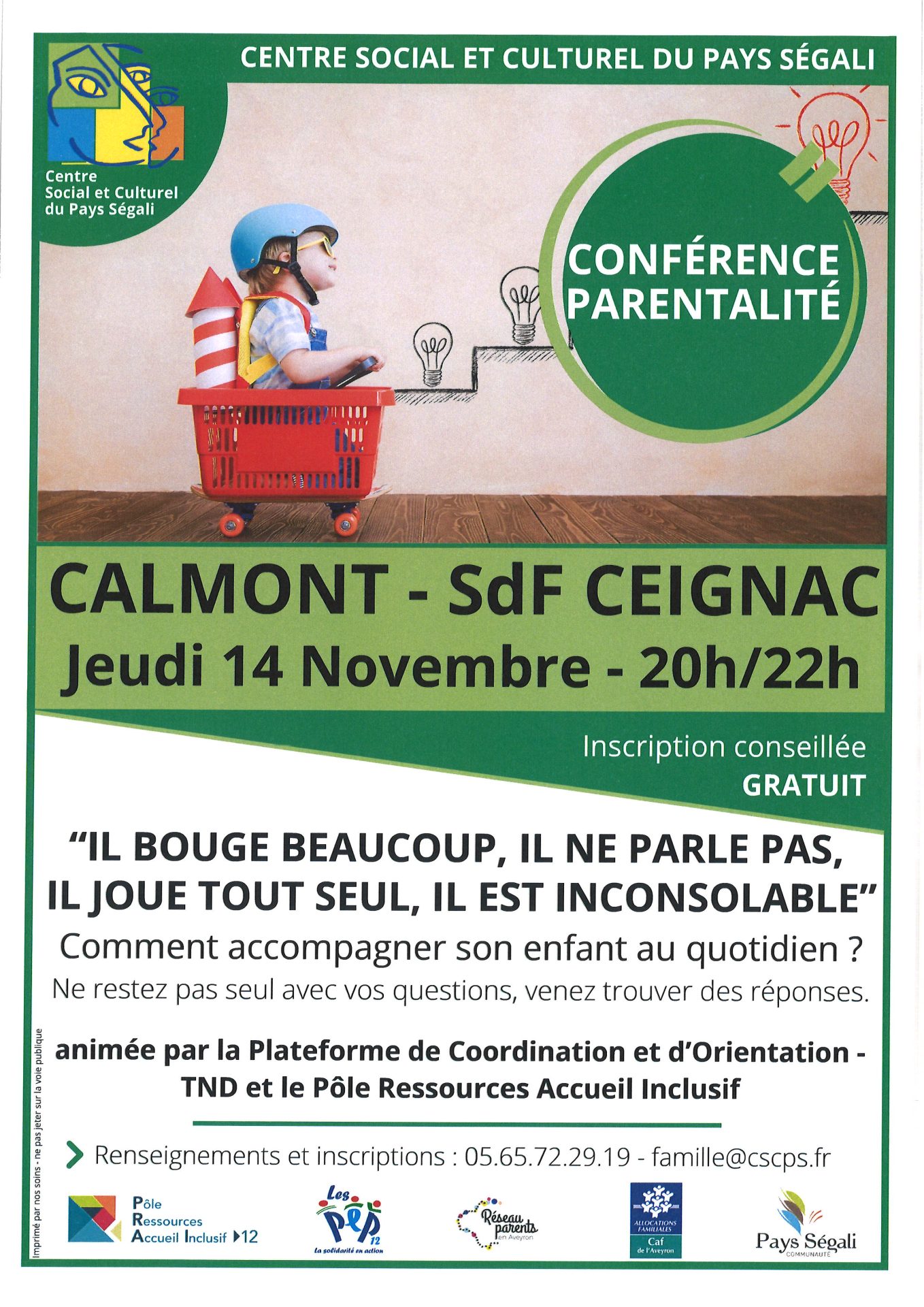 Lire la suite à propos de l’article CSC du Pays Ségali : Conférence parentalité 14/11/2024 à Calmont